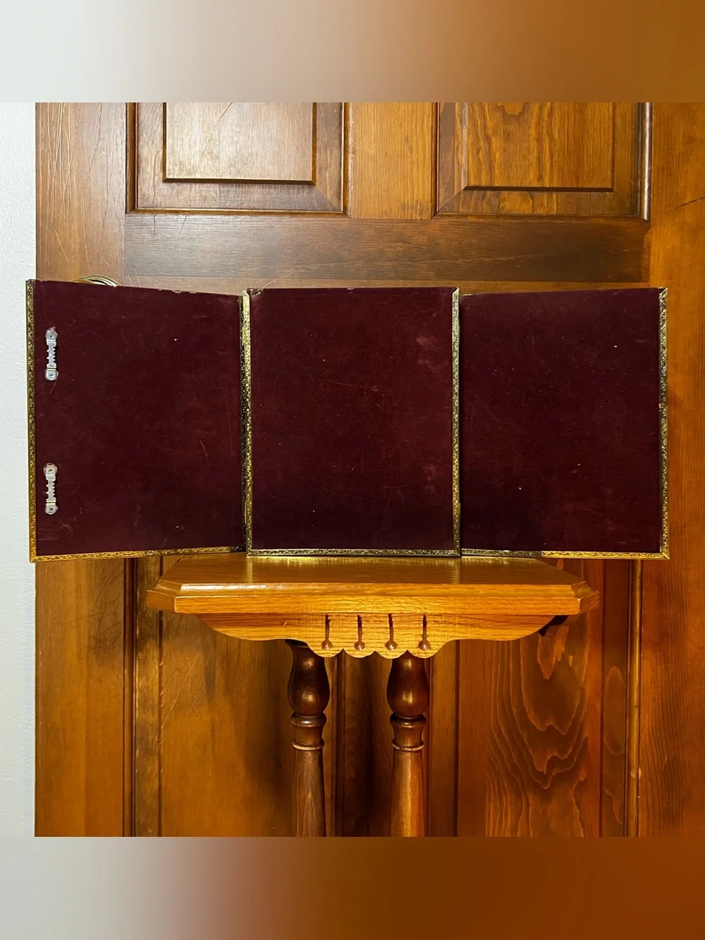 Vintage Gold Triptych Picture Frame w/ Italian Paper Inserts